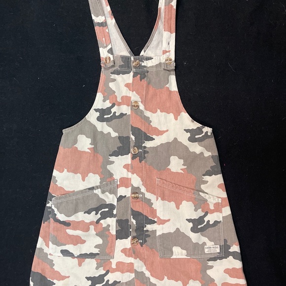Zara Girl Camo Pink Overall Dress Size 10/140 Cm - Picture 2 of 10